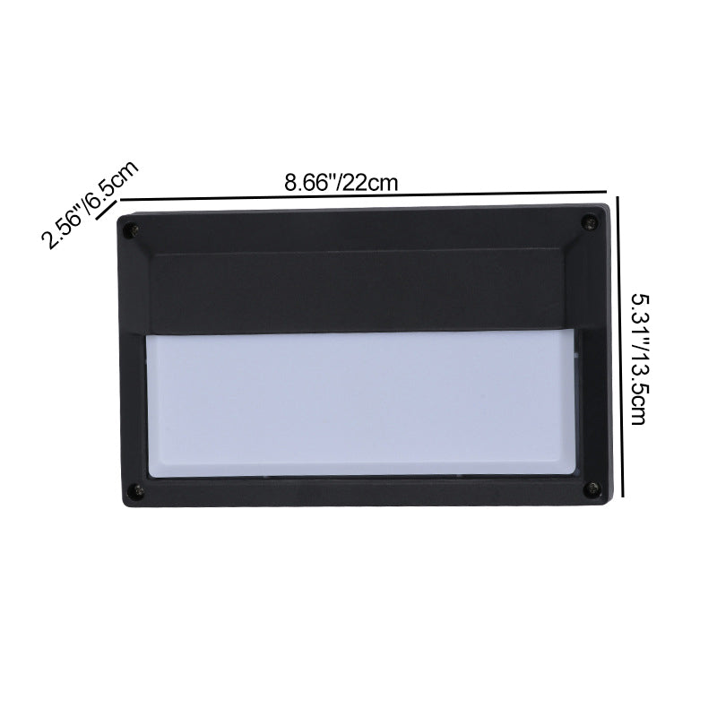 Moderne minimalistische Aluminium- & PC-rechteckige wasserdichte LED-Außenwandleuchte für Terrasse & Balkon 