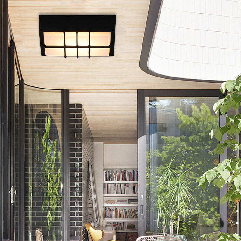 مصباح حائط خارجي LED مقاوم للماء بتصميم شبكي من الألمنيوم والبولي كربونيت للباحة والشرفة بتصميم عصري بسيط 