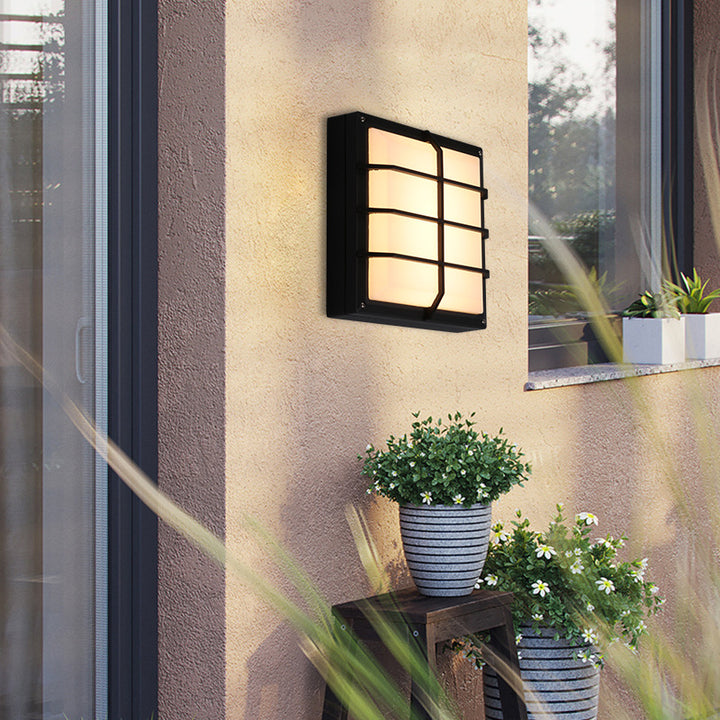 Modern Minimalist Aluminum &amp; PC Square Waterproof LED Outdoor Wall Light For Patio &amp; Balcony