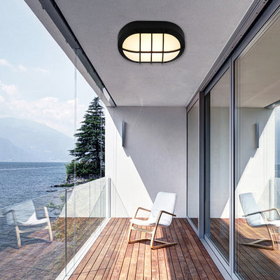 Modern Minimalist Aluminum & PC Oval LED Outdoor Wall Light, Waterproof For Patio & Balcony