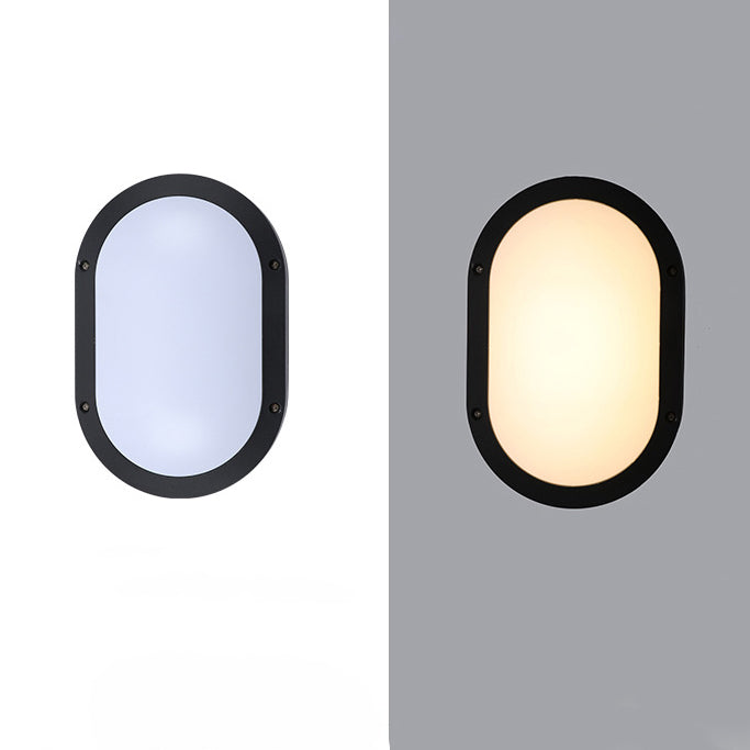 Luz de pared exterior LED ovalada de aluminio y PC minimalista moderna, impermeable para patio y balcón 