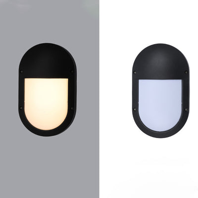 Modern Minimalist Aluminum & PC Oval LED Outdoor Wall Light, Waterproof For Patio & Balcony