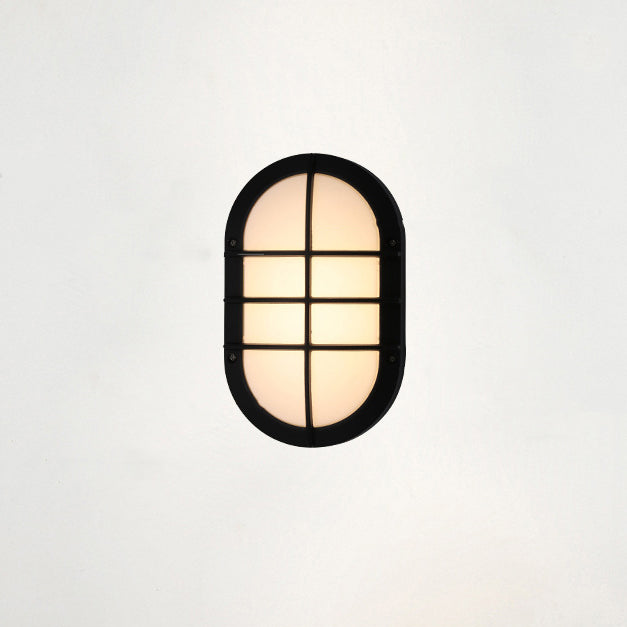 Luz de pared exterior LED ovalada de aluminio y PC minimalista moderna, impermeable para patio y balcón 