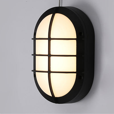 Modern Minimalist Aluminum & PC Oval LED Outdoor Wall Light, Waterproof For Patio & Balcony
