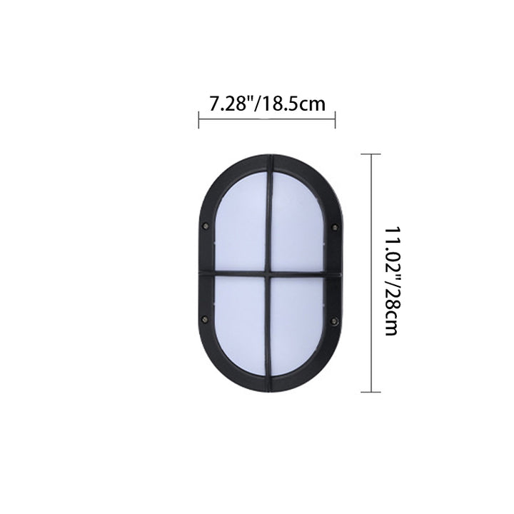Luz de pared exterior LED ovalada de aluminio y PC minimalista moderna, impermeable para patio y balcón 