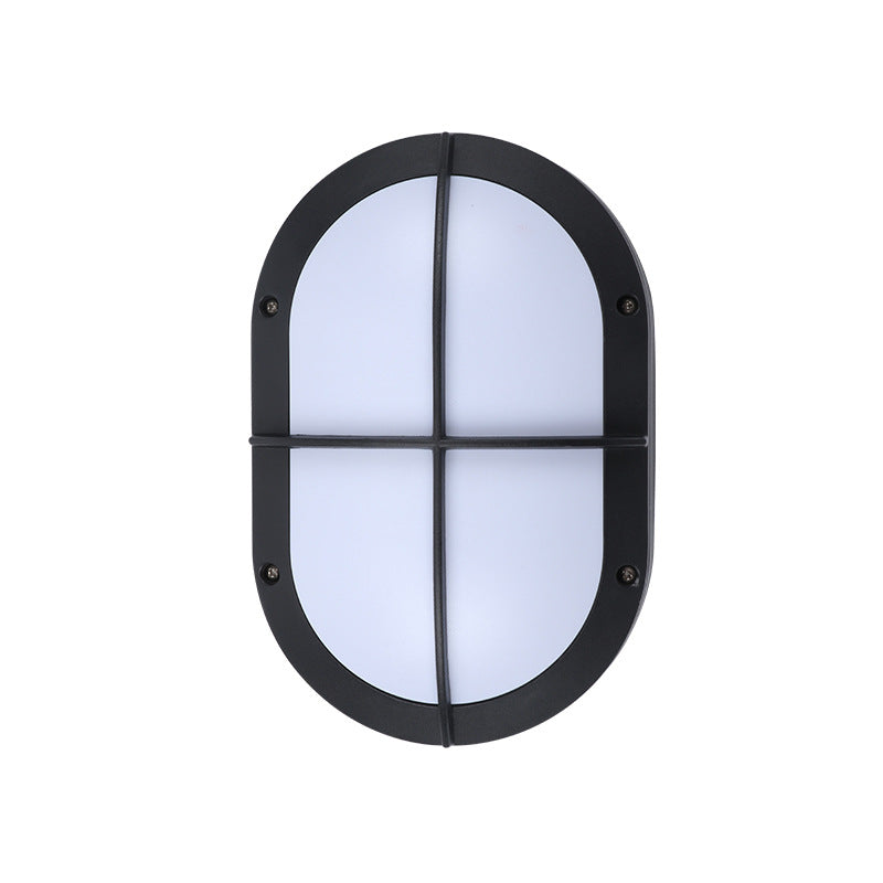 Luz de pared exterior LED ovalada de aluminio y PC minimalista moderna, impermeable para patio y balcón 