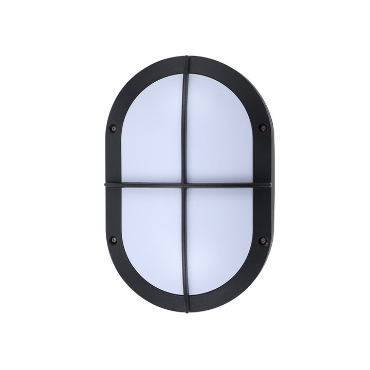 Luz de pared exterior LED ovalada de aluminio y PC minimalista moderna, impermeable para patio y balcón 