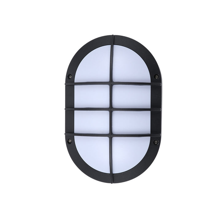 Luz de pared exterior LED ovalada de aluminio y PC minimalista moderna, impermeable para patio y balcón 