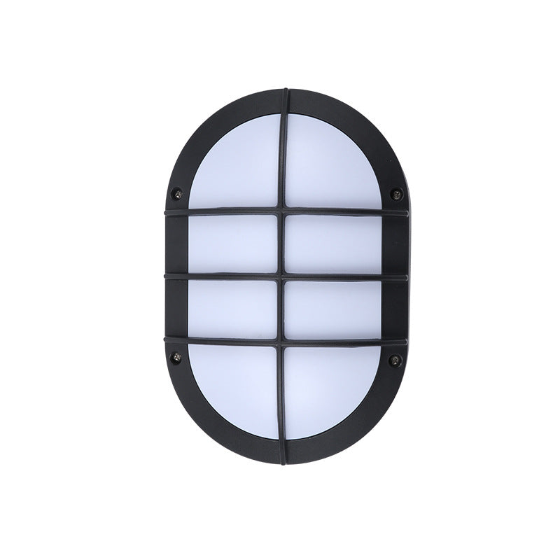 Modern Minimalist Aluminum & PC Oval LED Outdoor Wall Light, Waterproof For Patio & Balcony
