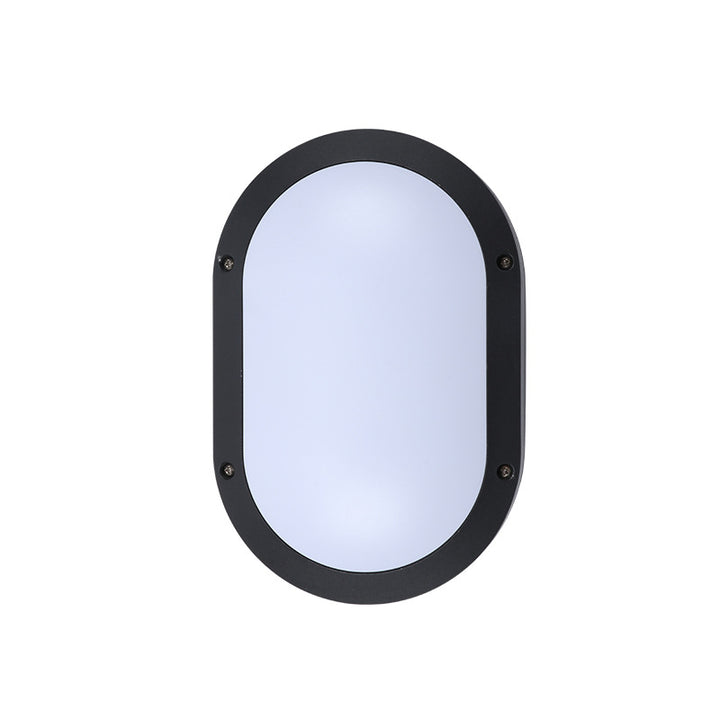 Luz de pared exterior LED ovalada de aluminio y PC minimalista moderna, impermeable para patio y balcón 