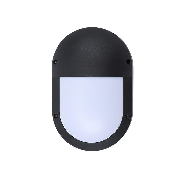 Luz de pared exterior LED ovalada de aluminio y PC minimalista moderna, impermeable para patio y balcón 