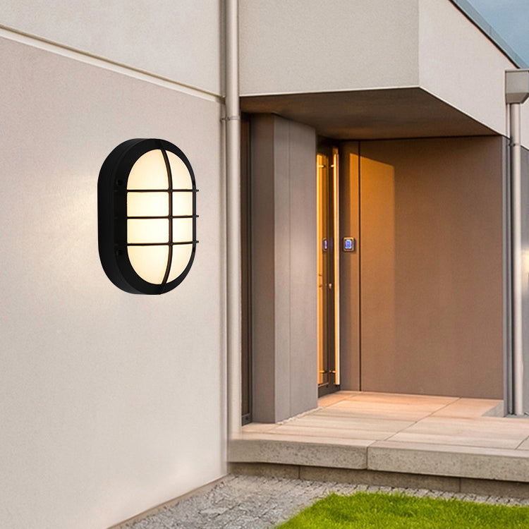 Modern Minimalist Aluminum & PC Oval LED Outdoor Wall Light, Waterproof For Patio & Balcony