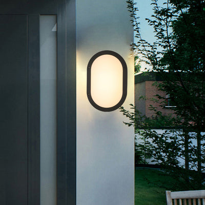 Modern Minimalist Aluminum & PC Oval LED Outdoor Wall Light, Waterproof For Patio & Balcony