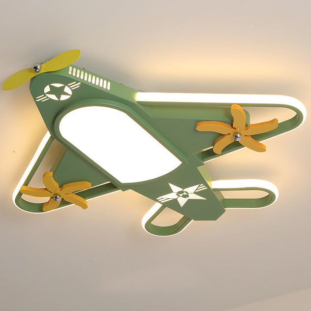 Contemporary Creative Iron & Acrylic Airplane LED Flush Mount Ceiling Light For Kids&
