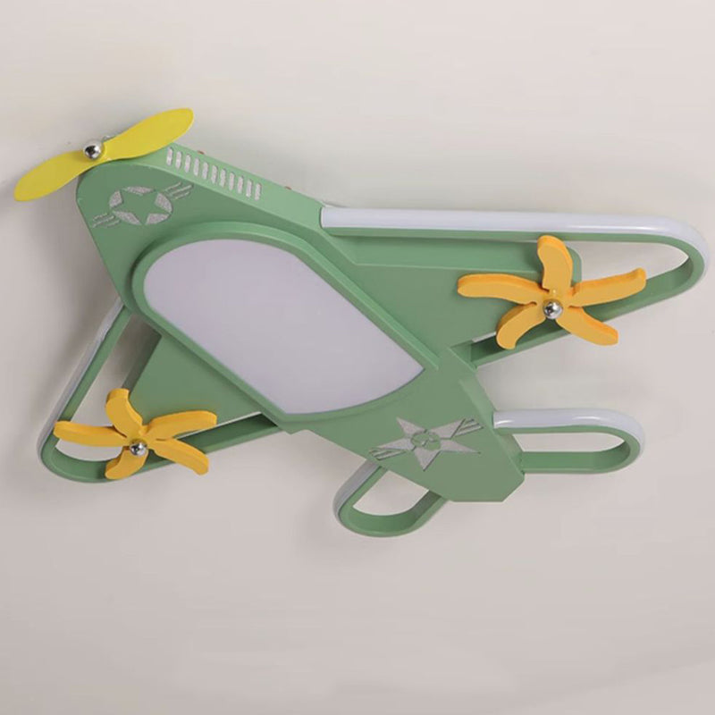 Contemporary Creative Iron & Acrylic Airplane LED Flush Mount Ceiling Light For Kids&