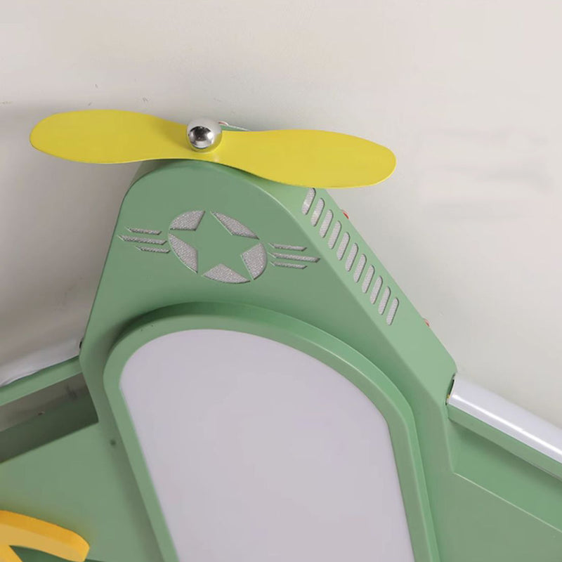 Contemporary Creative Iron & Acrylic Airplane LED Flush Mount Ceiling Light For Kids&