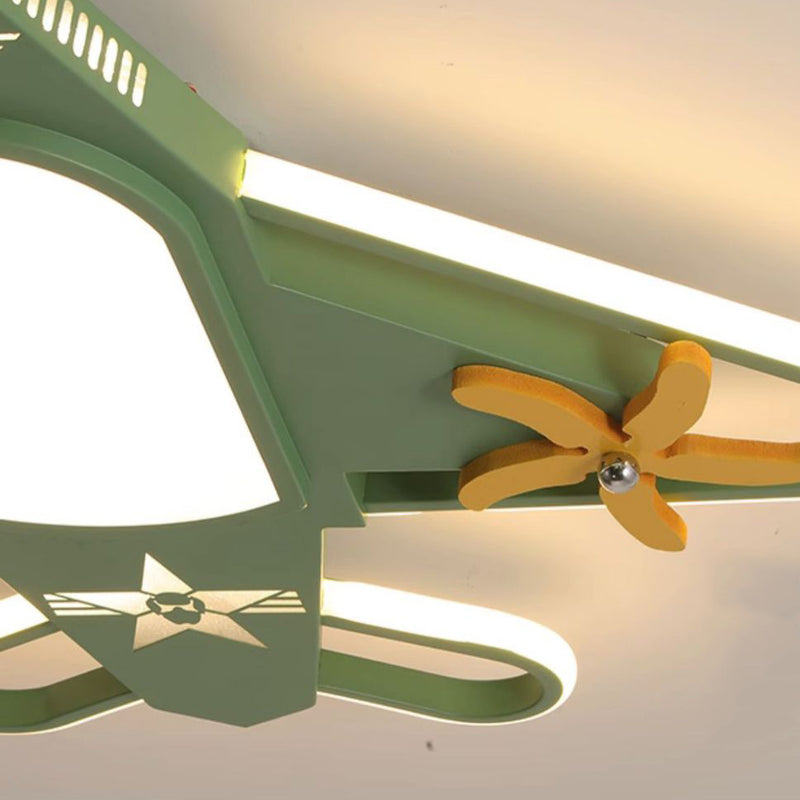 Contemporary Creative Iron & Acrylic Airplane LED Flush Mount Ceiling Light For Kids&
