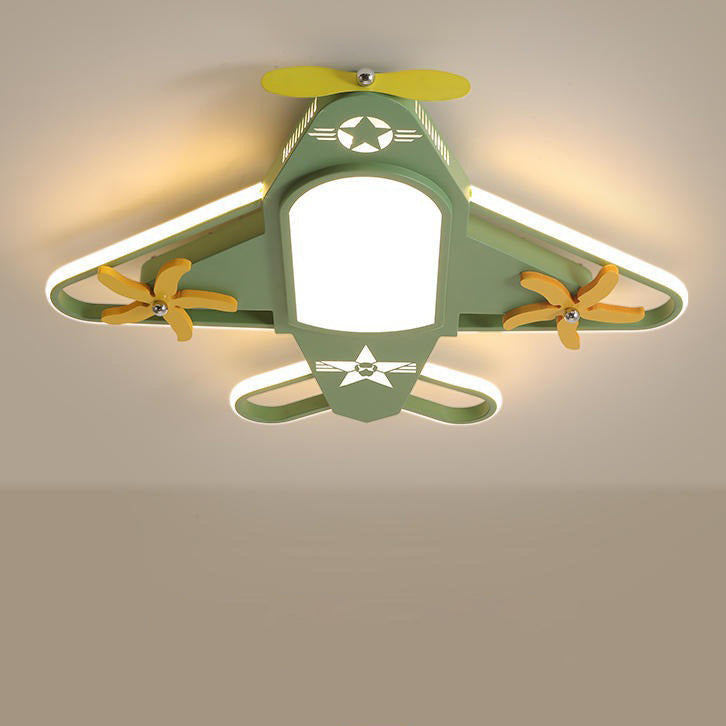 Contemporary Creative Iron & Acrylic Airplane LED Flush Mount Ceiling Light For Kids&