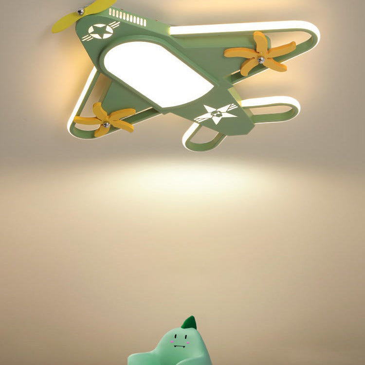 Contemporary Creative Iron & Acrylic Airplane LED Flush Mount Ceiling Light For Kids&