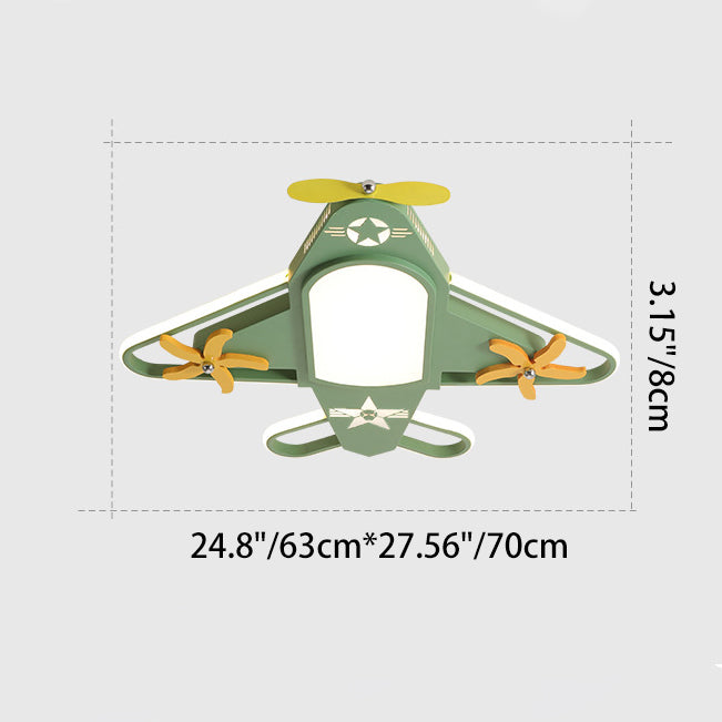 Contemporary Creative Iron & Acrylic Airplane LED Flush Mount Ceiling Light For Kids&