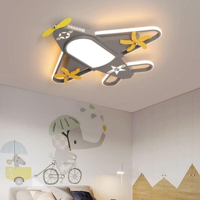 Contemporary Creative Iron & Acrylic Airplane LED Flush Mount Ceiling Light For Kids&