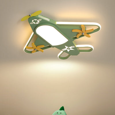 Contemporary Creative Iron & Acrylic Airplane LED Flush Mount Ceiling Light For Kids' Bedroom