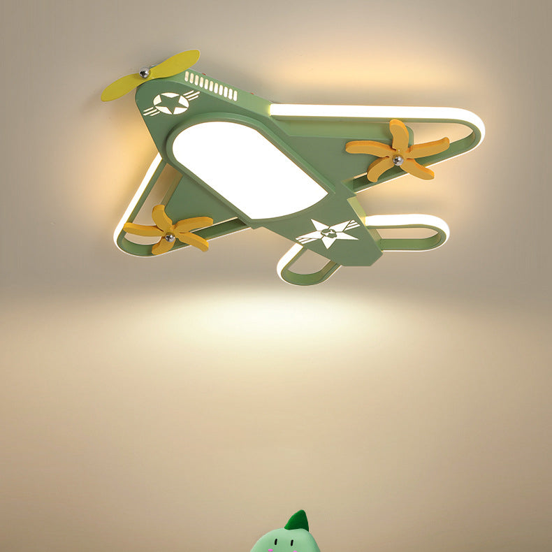 Contemporary Creative Iron & Acrylic Airplane LED Flush Mount Ceiling Light For Kids&