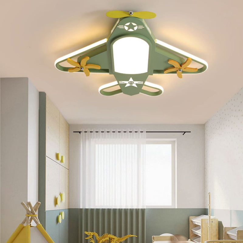 Contemporary Creative Iron & Acrylic Airplane LED Flush Mount Ceiling Light For Kids&