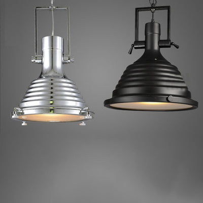 Contemporary Industrial Loft Heavy Metal Iron Round Cap 1-Light Pendant Light For Dining Room & Living Room