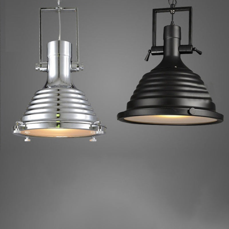 Contemporary Industrial Loft Heavy Metal Iron Round Cap 1-Light Pendant Light For Dining Room & Living Room