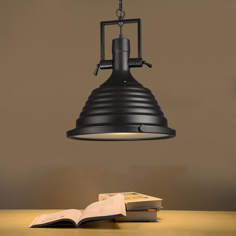 Contemporary Industrial Loft Heavy Metal Iron Round Cap 1-Light Pendant Light For Dining Room & Living Room