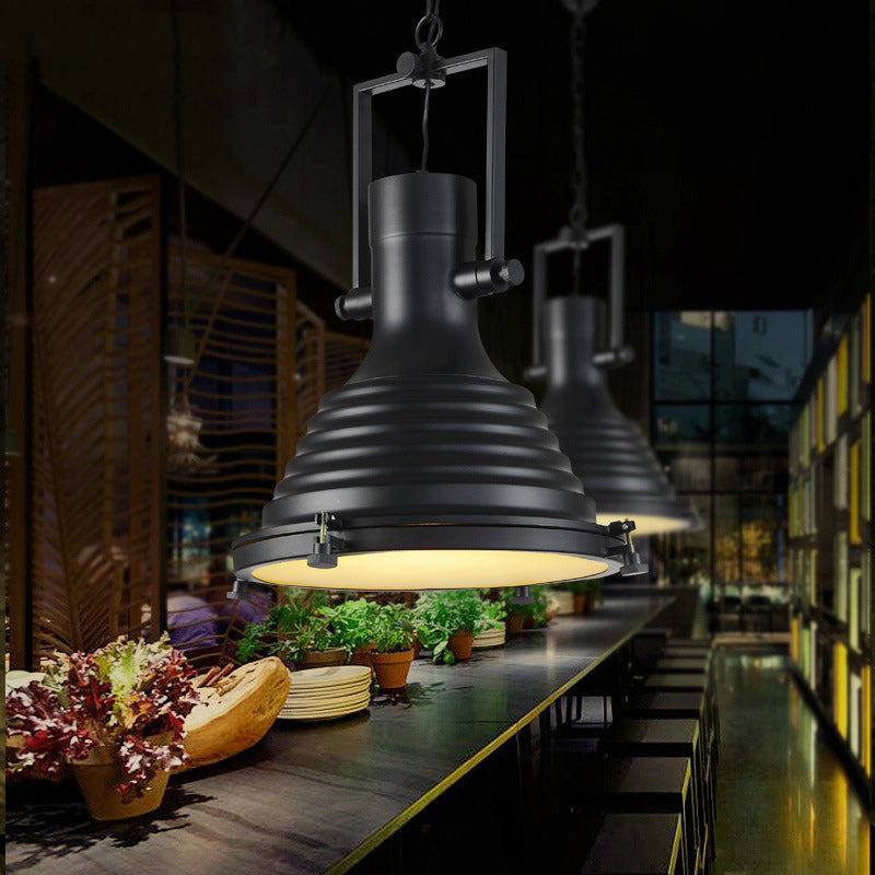 Contemporary Industrial Loft Heavy Metal Iron Round Cap 1-Light Pendant Light For Dining Room & Living Room