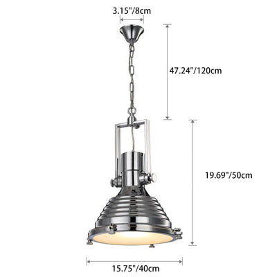 Contemporary Industrial Loft Heavy Metal Iron Round Cap 1-Light Pendant Light For Dining Room & Living Room