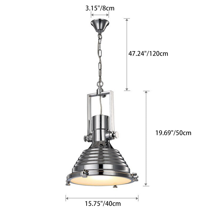 Contemporary Industrial Loft Heavy Metal Iron Round Cap 1-Light Pendant Light For Dining Room & Living Room