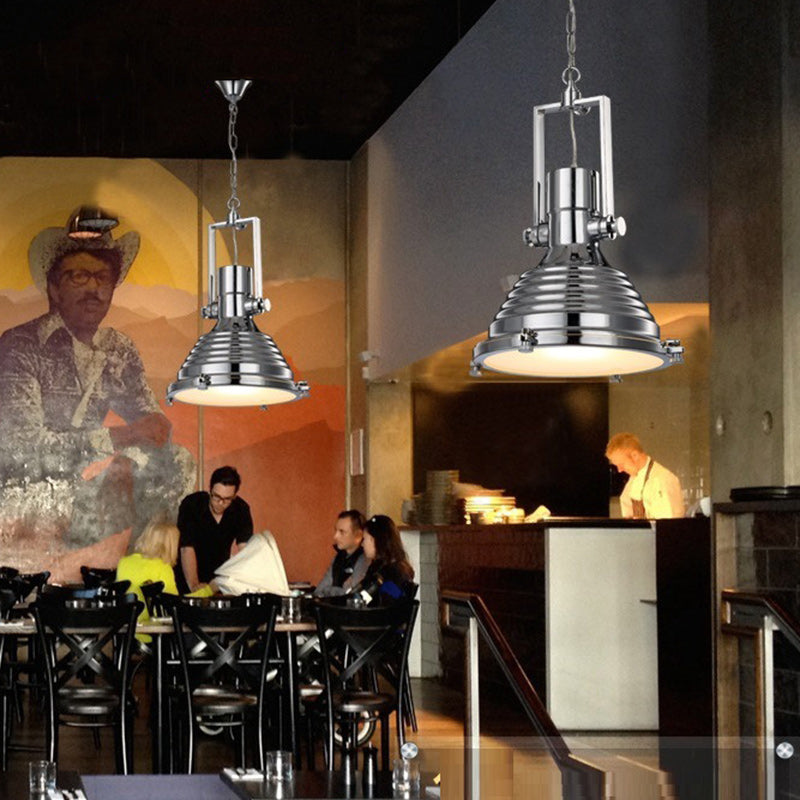 Contemporary Industrial Loft Heavy Metal Iron Round Cap 1-Light Pendant Light For Dining Room & Living Room
