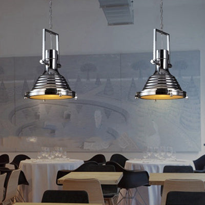 Contemporary Industrial Loft Heavy Metal Iron Round Cap 1-Light Pendant Light For Dining Room & Living Room