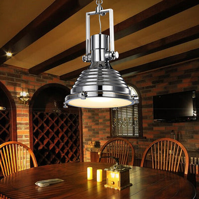 Contemporary Industrial Loft Heavy Metal Iron Round Cap 1-Light Pendant Light For Dining Room & Living Room