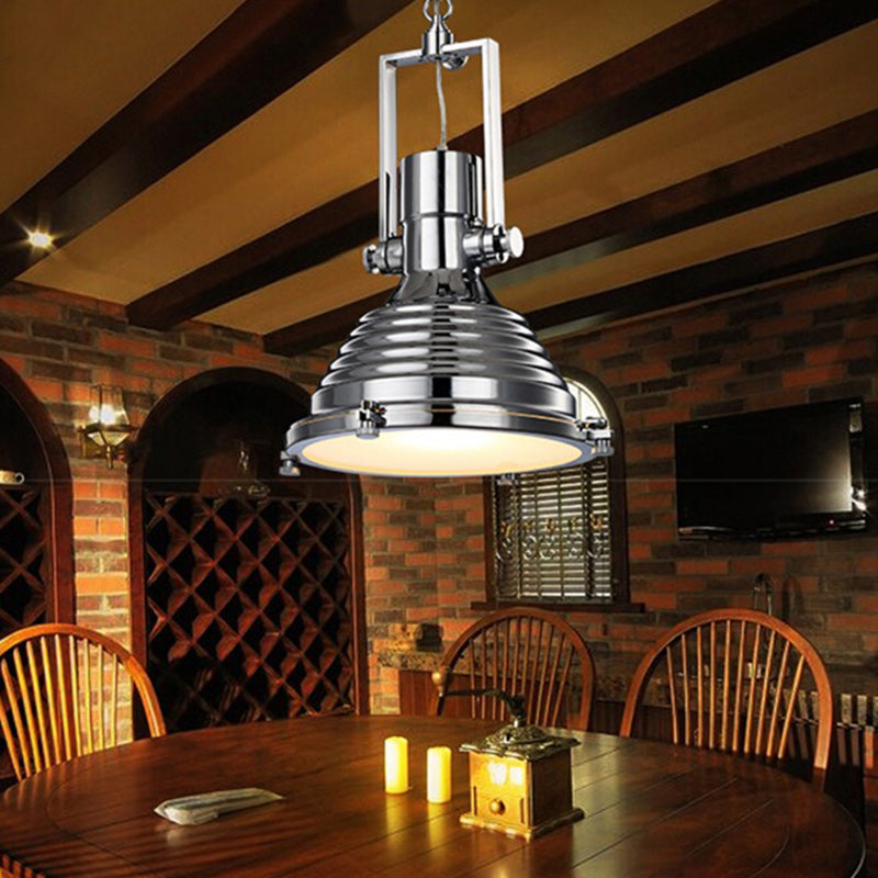 Contemporary Industrial Loft Heavy Metal Iron Round Cap 1-Light Pendant Light For Dining Room & Living Room