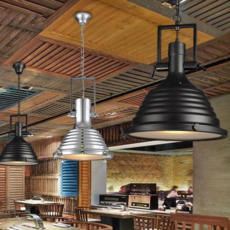 Contemporary Industrial Loft Heavy Metal Iron Round Cap 1-Light Pendant Light For Dining Room & Living Room