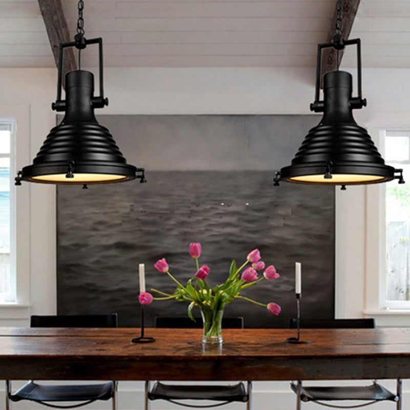 Contemporary Industrial Loft Heavy Metal Iron Round Cap 1-Light Pendant Light For Dining Room & Living Room