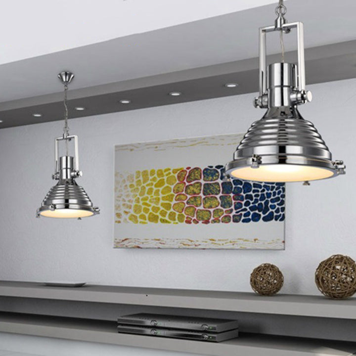Contemporary Industrial Loft Heavy Metal Iron Round Cap 1-Light Pendant Light For Dining Room &amp; Living Room