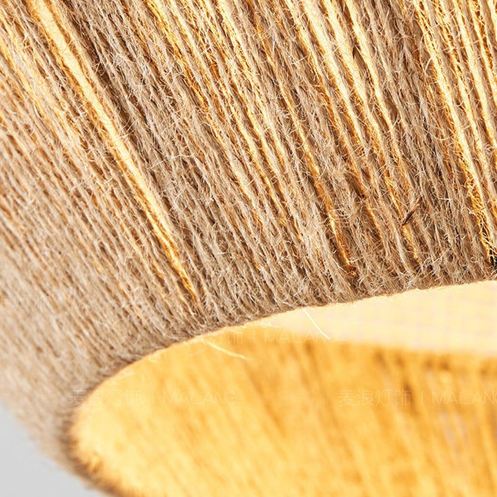 Lámpara colgante redonda de 1 luz de cuerda de cáñamo natural japonés tradicional y ratán para dormitorio y sala de estar 
