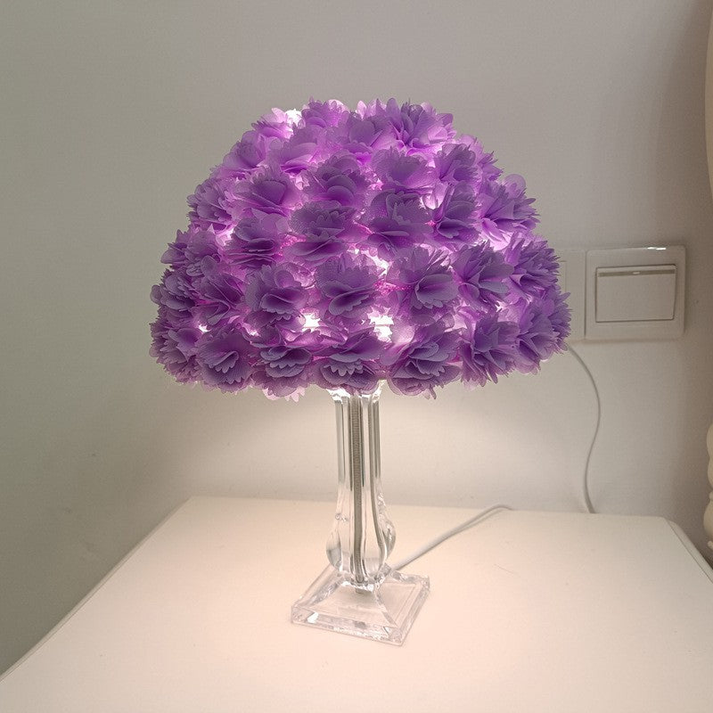 Contemporary Creative Feather & Acrylic Round Umbrella 1-Light Table Lamp For Bedroom & Living Room