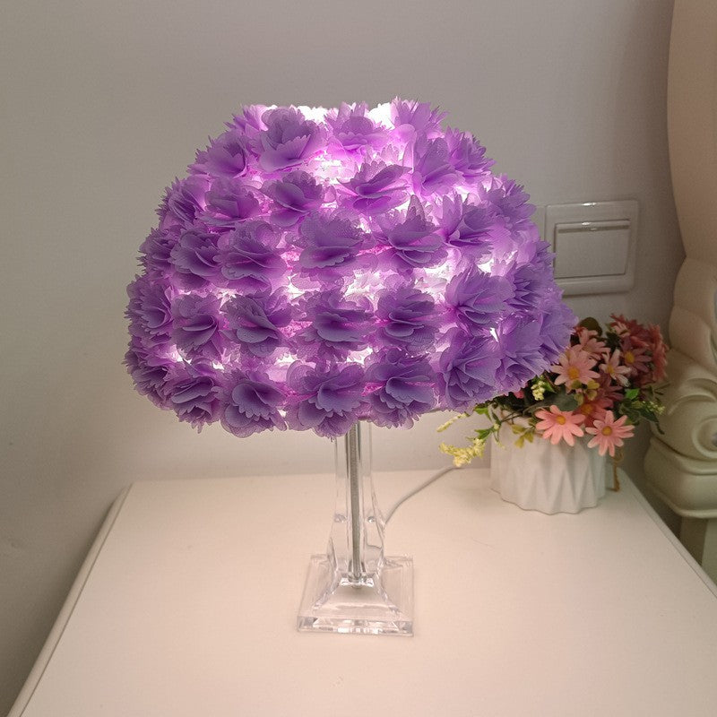 Contemporary Creative Feather & Acrylic Round Umbrella 1-Light Table Lamp For Bedroom & Living Room