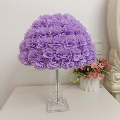 Contemporary Creative Feather & Acrylic Round Umbrella 1-Light Table Lamp For Bedroom & Living Room