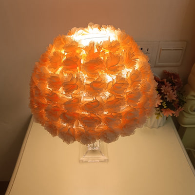 Contemporary Creative Feather & Acrylic Round Umbrella 1-Light Table Lamp For Bedroom & Living Room