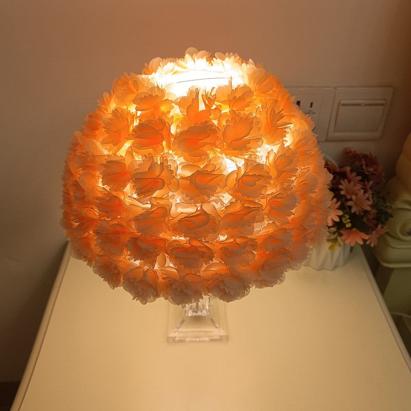 Contemporary Creative Feather & Acrylic Round Umbrella 1-Light Table Lamp For Bedroom & Living Room
