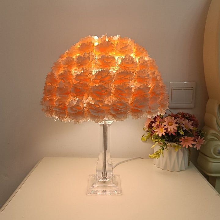 Lampe de table contemporaine créative avec plume et acrylique ronde à 1 lumière pour chambre et salon 