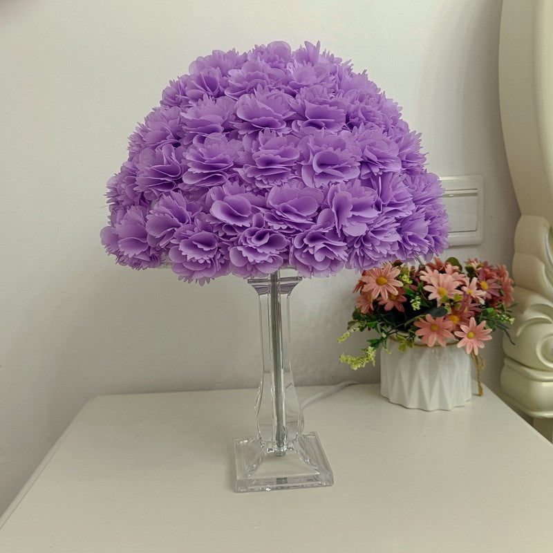 Contemporary Creative Feather & Acrylic Round Umbrella 1-Light Table Lamp For Bedroom & Living Room