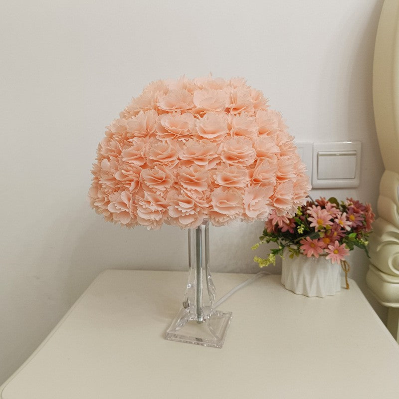 Contemporary Creative Feather & Acrylic Round Umbrella 1-Light Table Lamp For Bedroom & Living Room